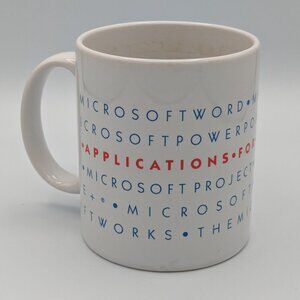 Vintage Microsoft Applications Coffee Mug 1990s, Iconic Blue Logo